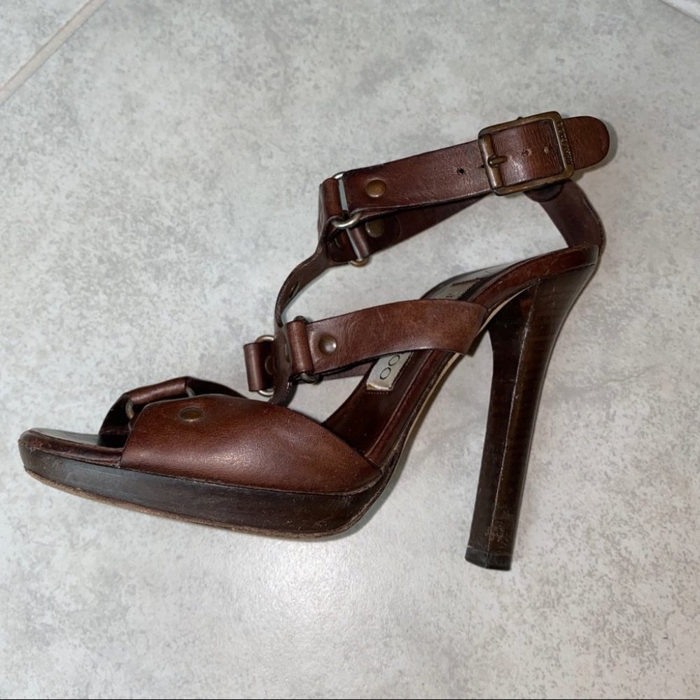 Jimmy Choo Brown Ankle Strap Pump Sandals